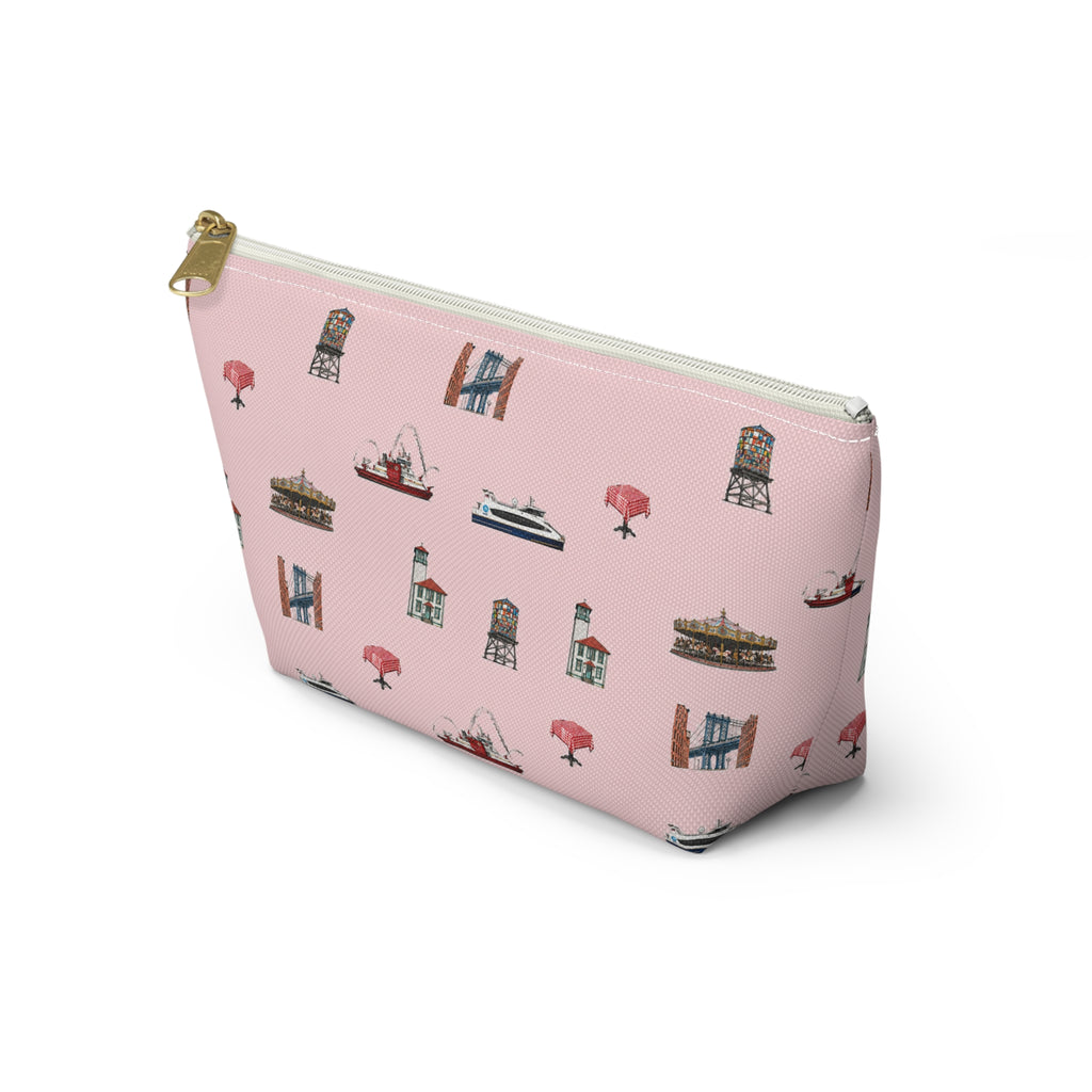 Icons of DUMBO Pink Accessory Pouch — T-Bottom Makeup Bag