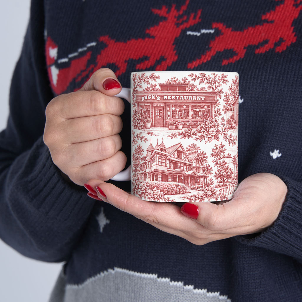 Silicon Valley Red Toile de Jouy 11oz Ceramic Mug