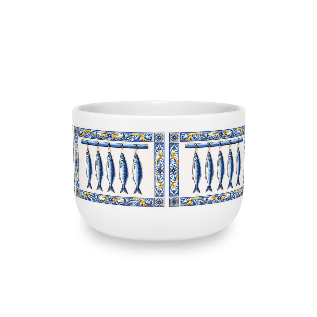 East Hampton Azulejos-style Blue and Yellow Fish Tile Bowl  25oz Ceramic Soup Bowl