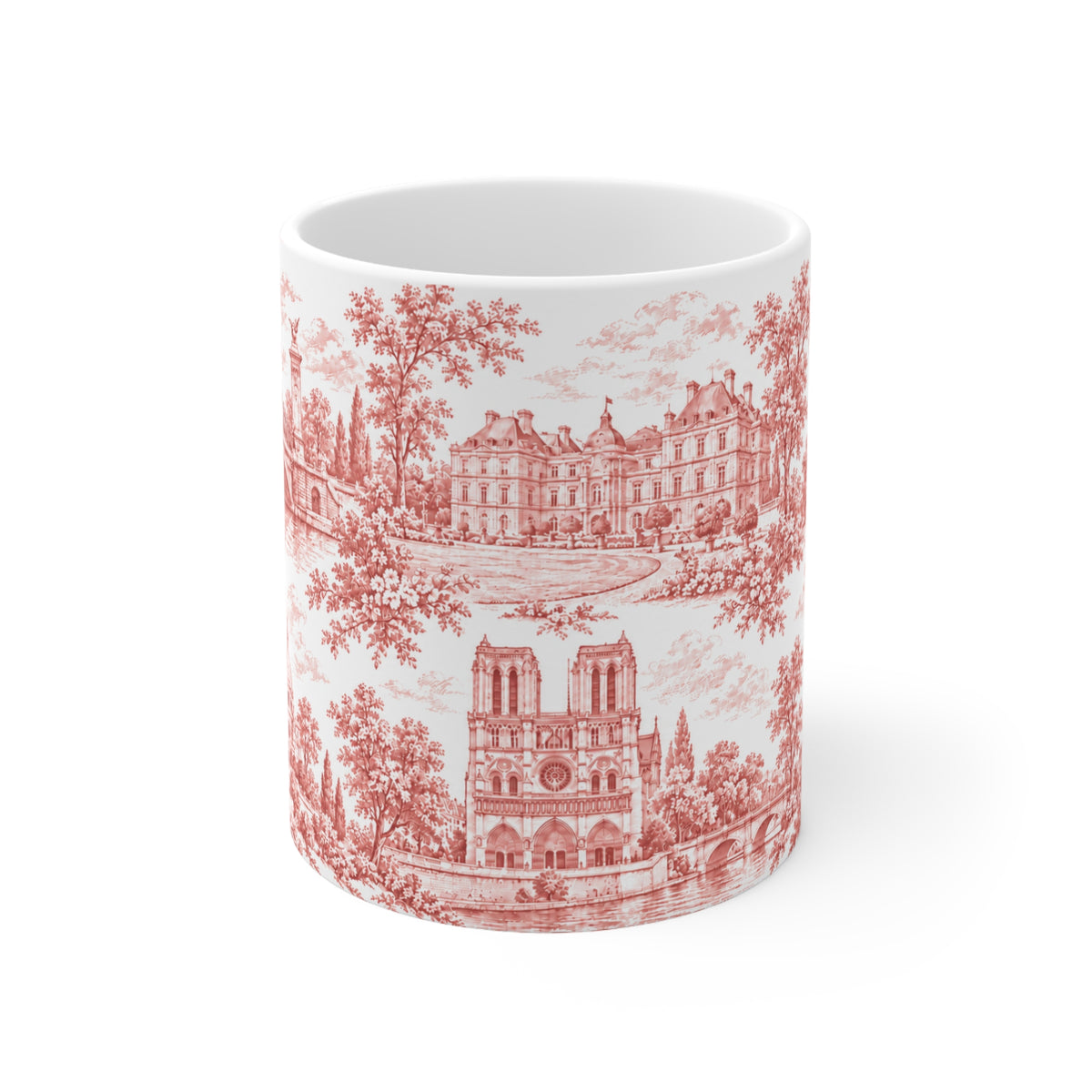 Paris Red Toile de Jouy Ceramic Mug —  (11oz; Ships from Europe)