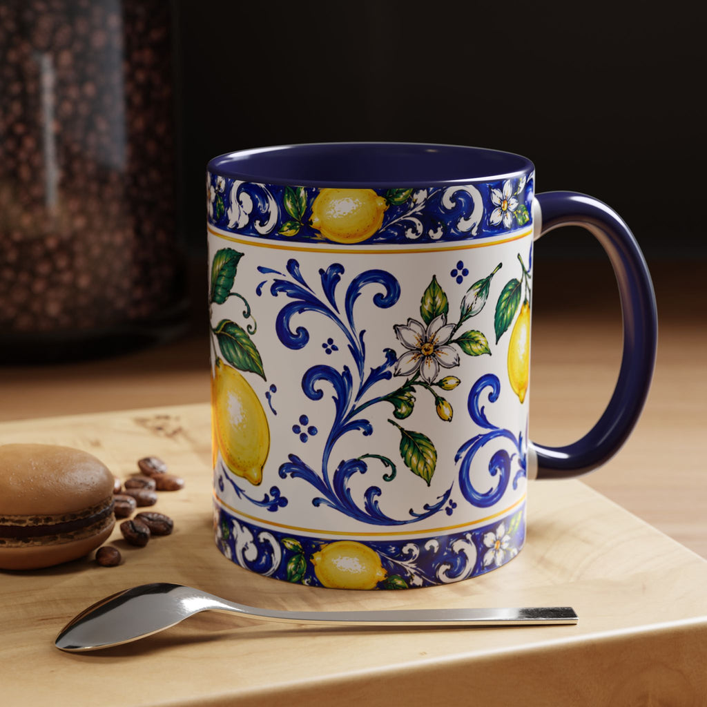 Little Italy Amalfi Blue with Lemon Mug — Blue Ceramic Kitchen Mug (11oz)