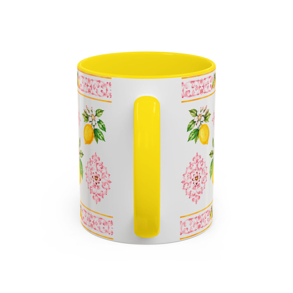 Little Italy Amalfi Pink Lemon 2 Accent Mug — La Dolce Vita Ceramic Kitchen Mug (11oz)
