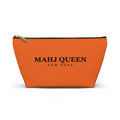 Mahj Queen New York Orange Mahjong Tile Pouch — NYC Zipper T‑Bottom Makeup Bag