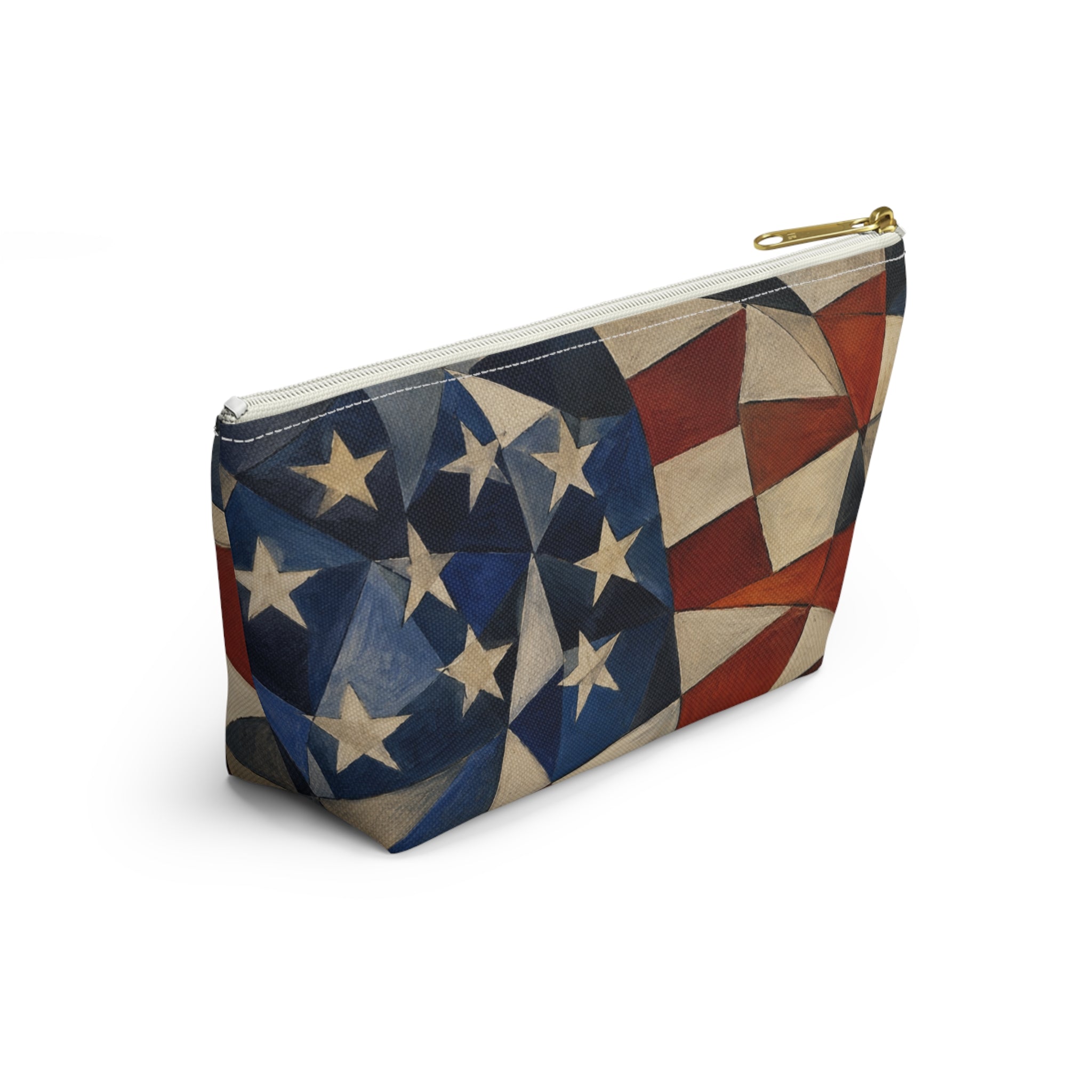4th of July Accessory Pouch — Red, White and Blue T-Bottom Makeup Bag