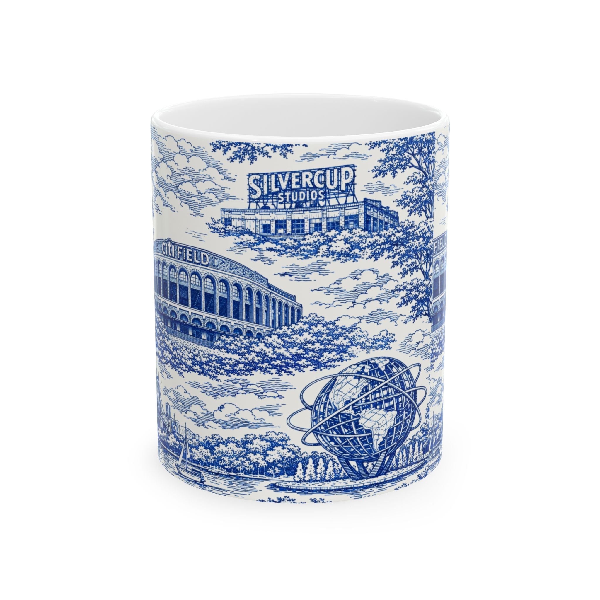 Queens Blue and White Toile de Jouy Mug | Chinoiserie Ceramic Coffee Cup