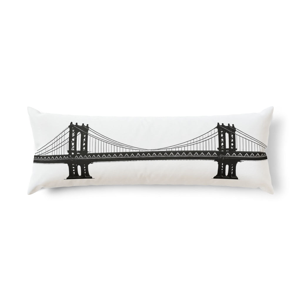 Manhattan Bridge Silhouette Pillow – Minimalist Cityscape Decor