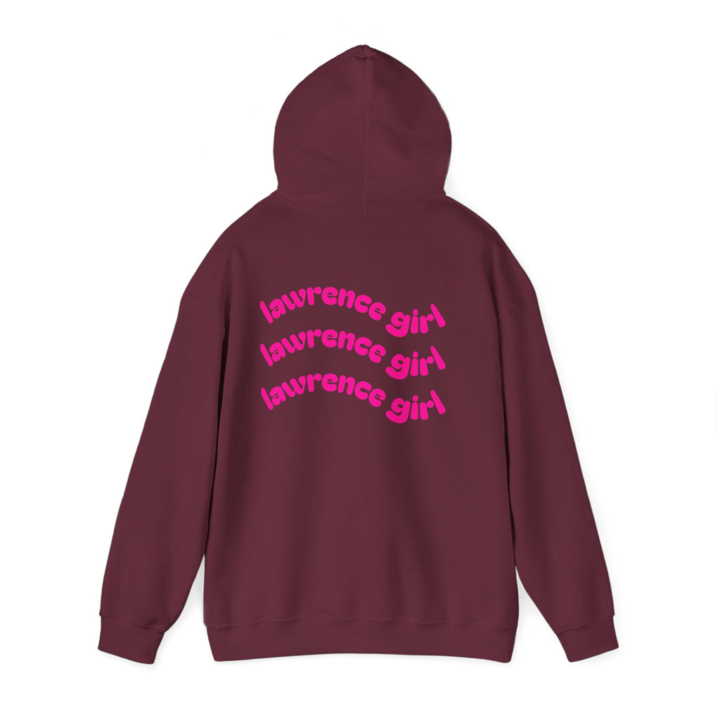 Lawrence Girl Hoodie – Retro Pink Wave Back Print Hooded Sweatshirt