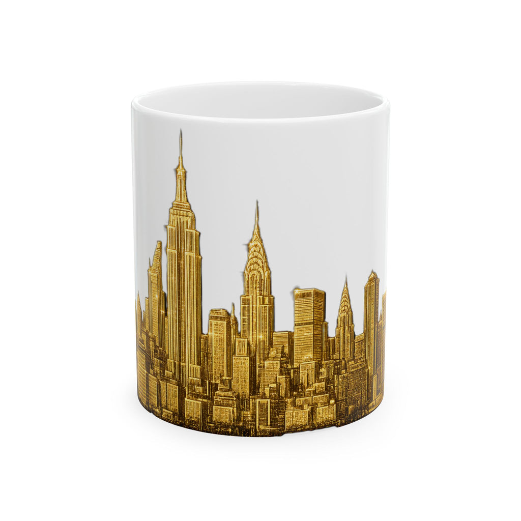 Gold Midtown New York City Skyline Mug | Ceramic Midtown Manhattan Skyline Coffee Cup 11oz