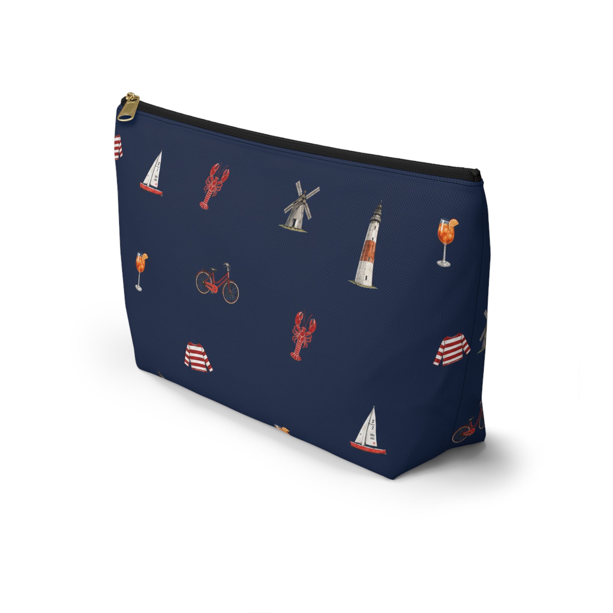 Icons of The Hamptons Large Navy Blue Pouch — T-Bottom Makeup & Travel Organizer