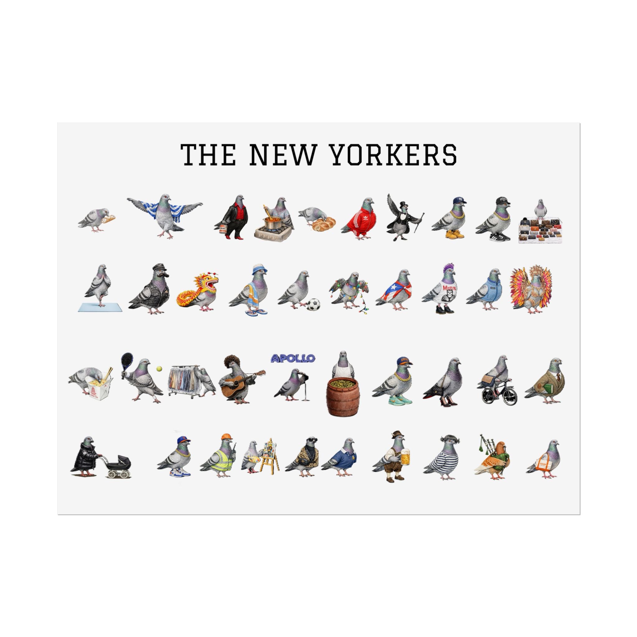 The New Yorkers Neighborhood Pigeons Rolled Poster | NYC Pigeon Gift for Bird Lovers