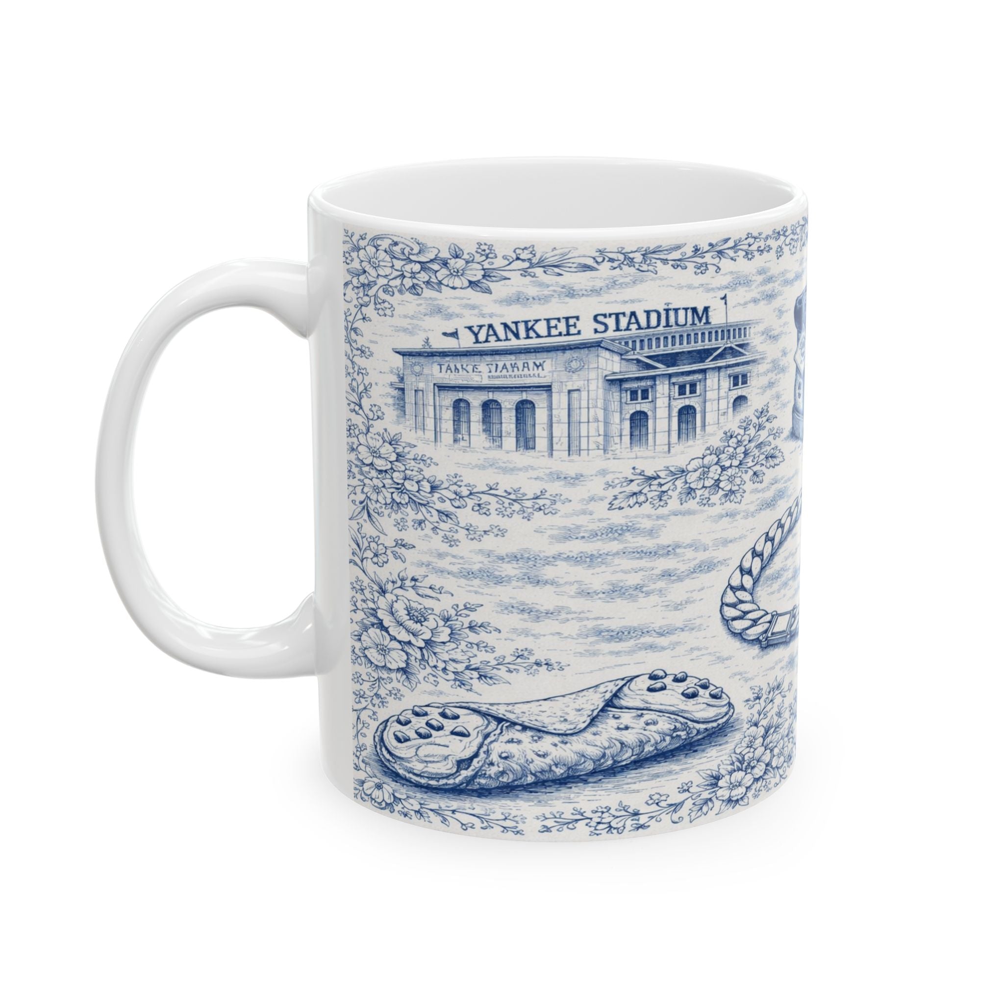 Bronx Blue Toile de Jouy Mug | NYC Chinoiserie Ceramic Coffee Cup