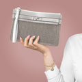 Canal Street Silver Clutch Bag — Elegant Wristlet Purse for Evening & Gifts