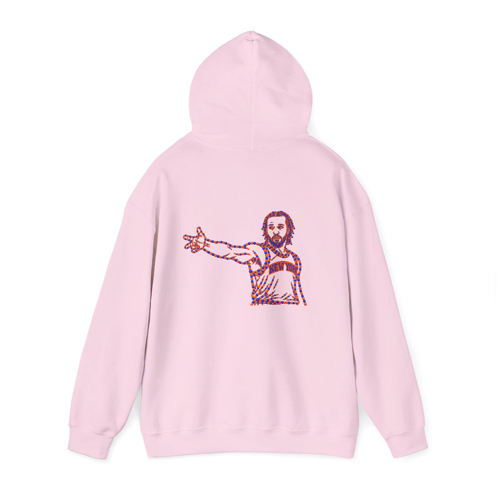 New York Basketball Pointillism Hoodie — NYC Basketball Player Back Graphic Hooded Sweatshirt
