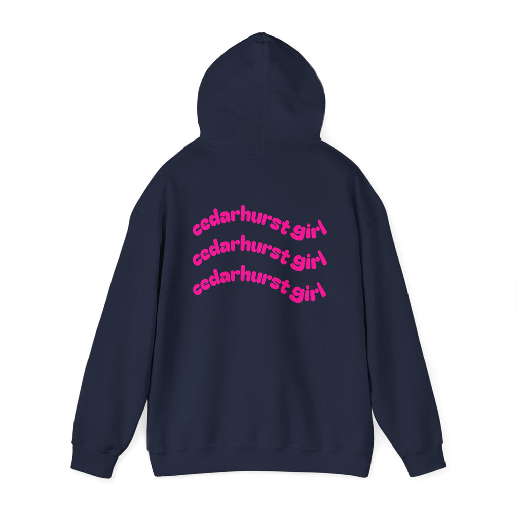 Cedarhurst Girl Hoodie – Retro Pink Wave Back Print Hooded Sweatshirt
