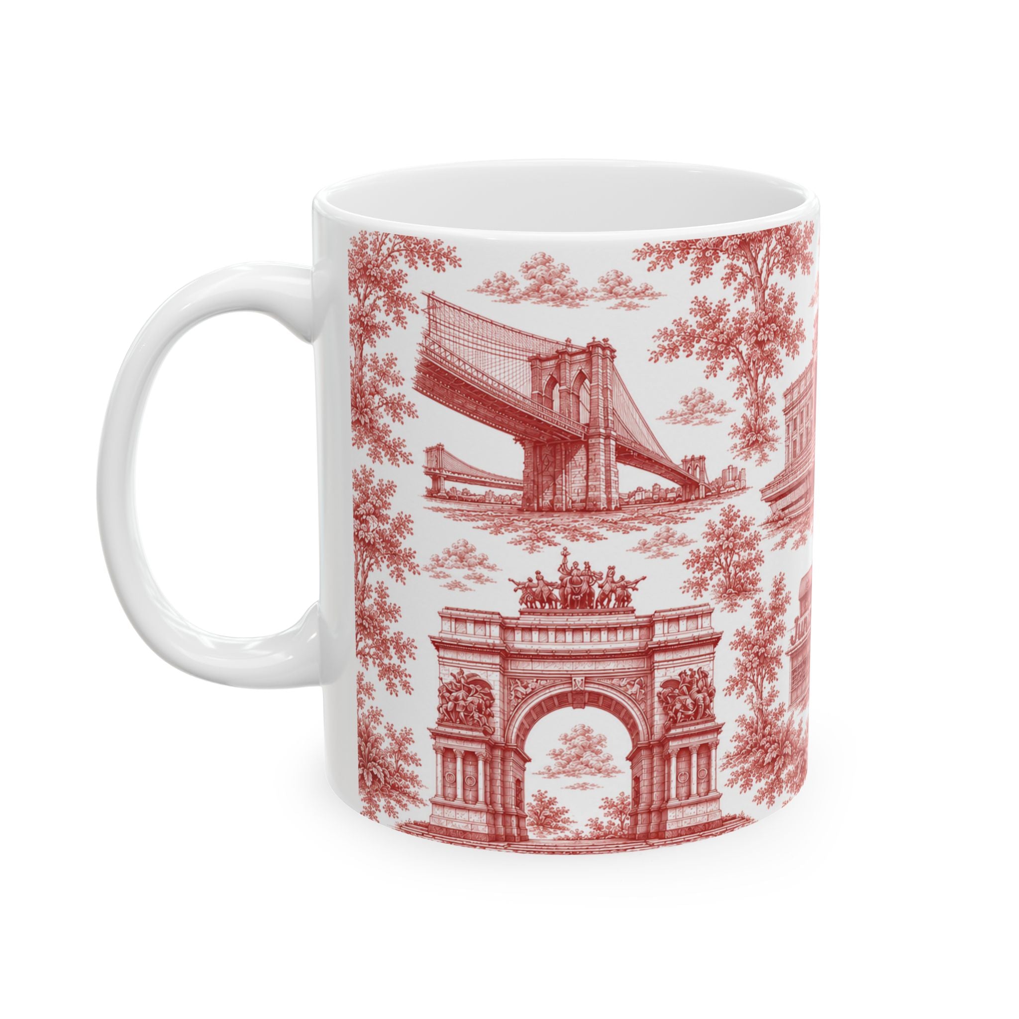 Brooklyn Red Toile de Jouy Mug | NYC Chinoiserie Ceramic Mug