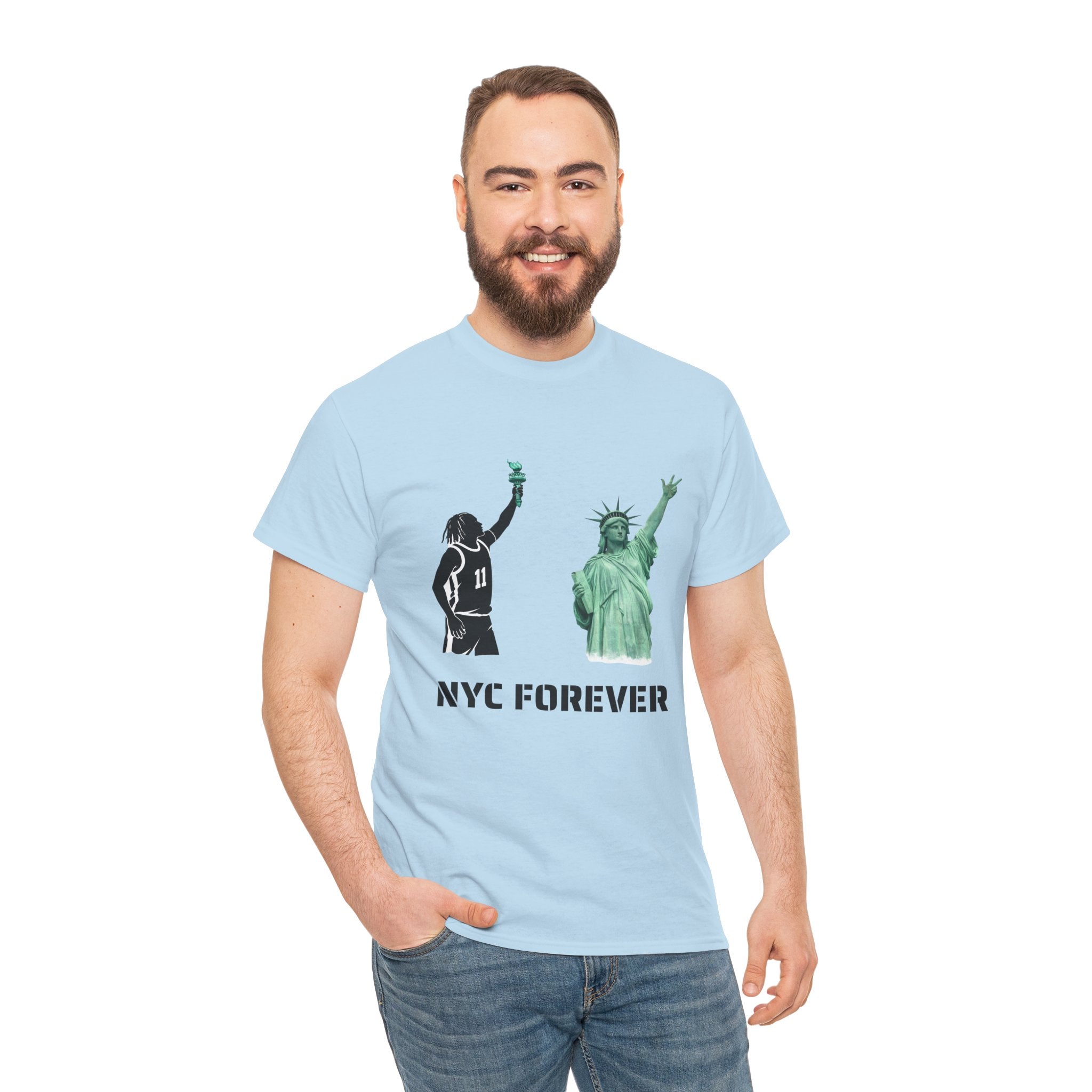 New York Forever Basketball Tee | Jalen Brunson Statue of Liberty T-Shirt