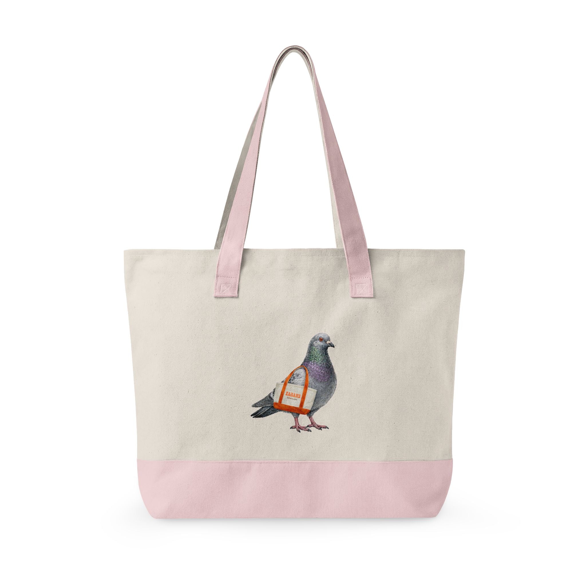 Upper West Side NYC Pigeon Zippered Canvas Grocery Tote    The New Yorker UWS Bird Lovers Grocery Bag