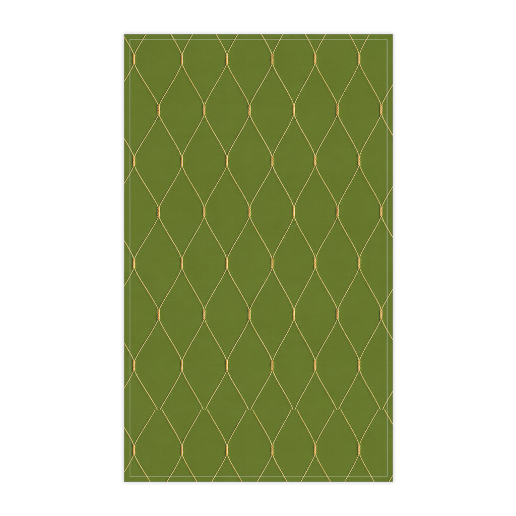 Customizable Gold Netting Wine Bottle Tea Towel — Green Bottle with Gold Netting Kitchen Towel Hostess Gift