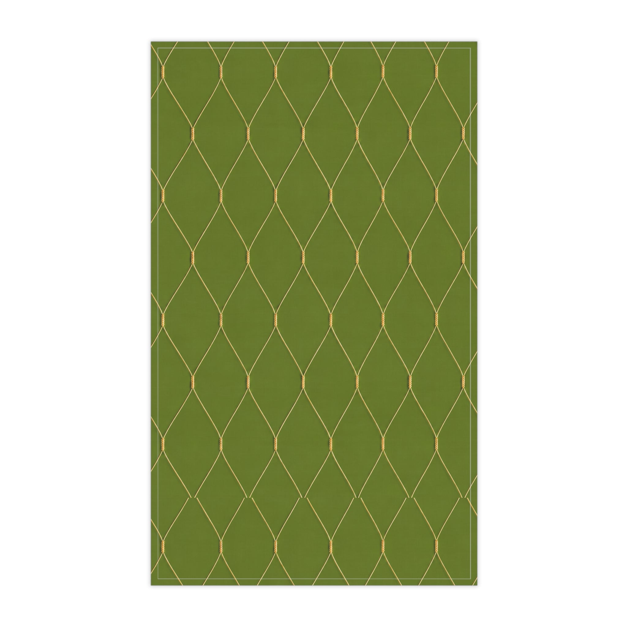 Customizable Gold Netting Wine Bottle Tea Towel — Green Bottle with Gold Netting Kitchen Towel Hostess Gift
