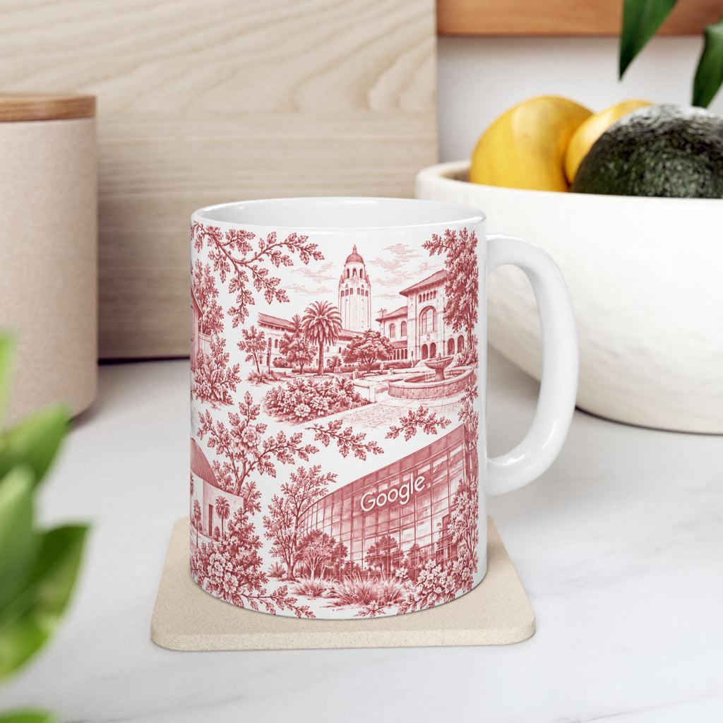 Silicon Valley Red Toile de Jouy 11oz Ceramic Mug