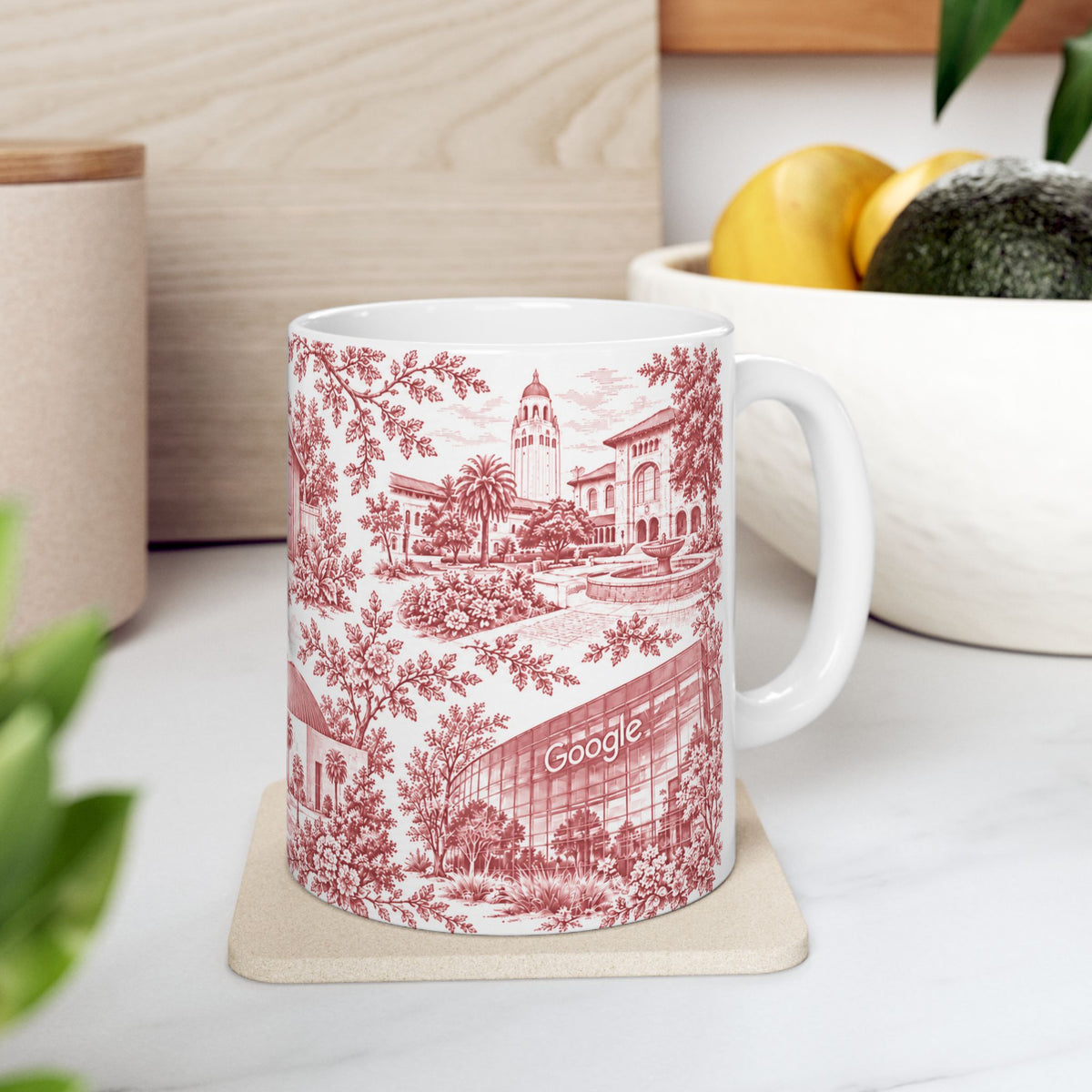 Silicon Valley Red Toile de Jouy 11oz Ceramic Mug