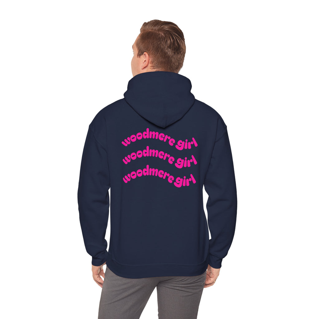 Woodmere Girl Hoodie – Retro Pink Wave Back Print Hooded Sweatshirt