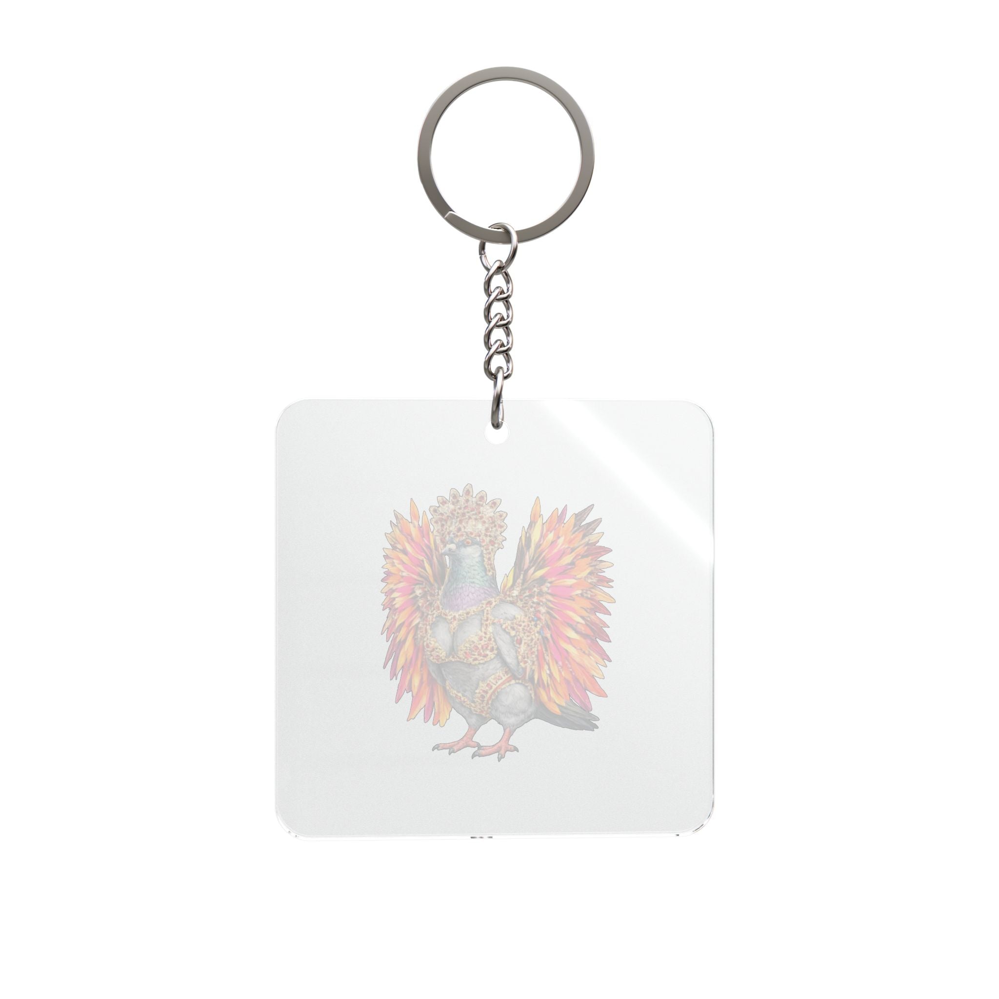 Customizable Flatbush NYC Pigeon Square Keychain | Brooklyn Carnival Mardi Gras Bird Lovers Keyring