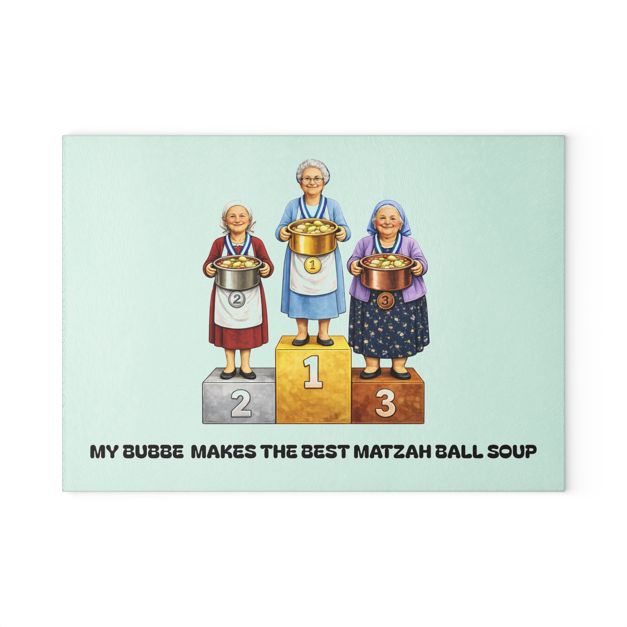 My Bubbe Makes the Best Matzah Ball Soup Glass Cutting Board | Grandma Kosher Soup Competition Kitchen Decor