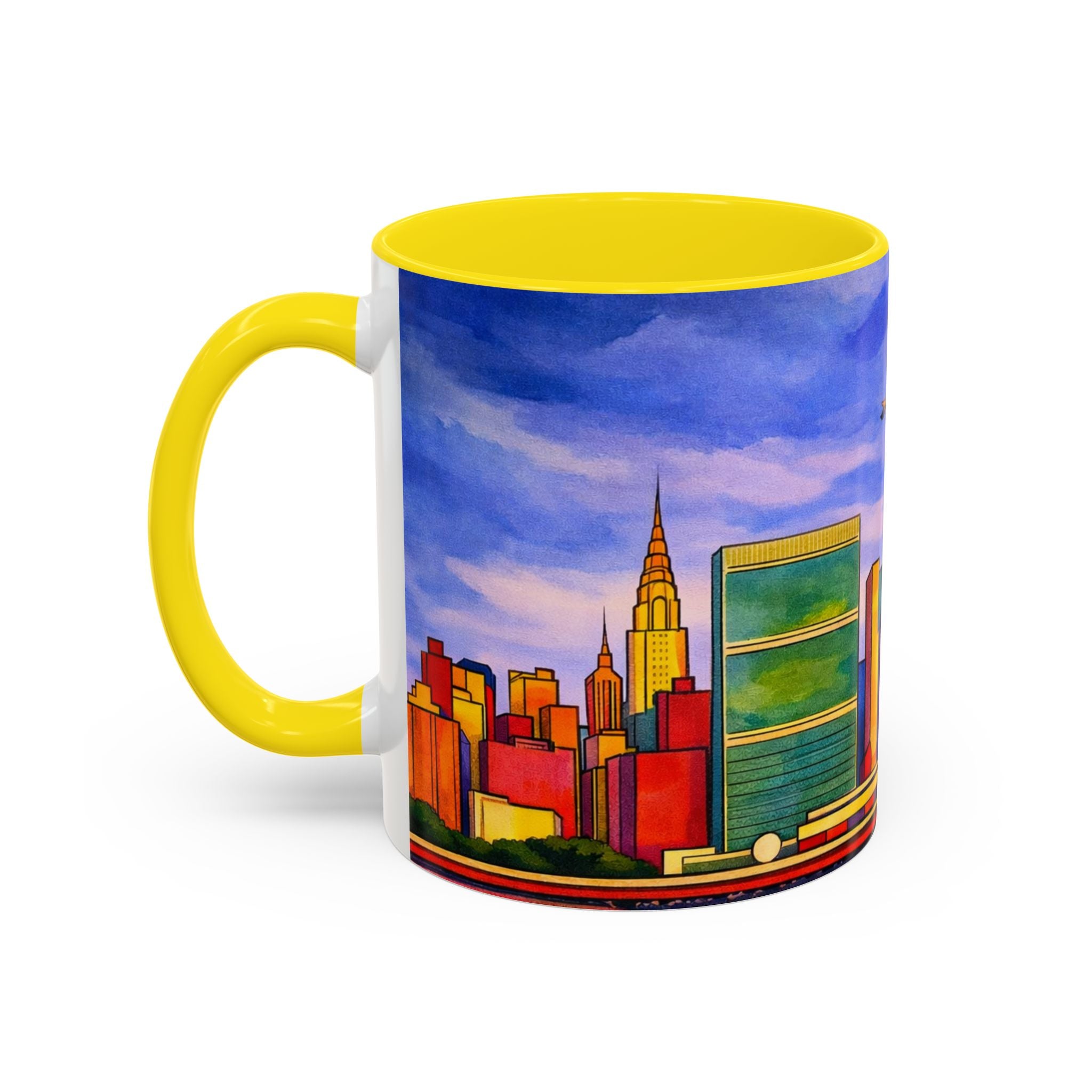 Over The Town  Marc Chagall-inspired Fan Art Manhattan Skyline NYC Accent Coffee Mug