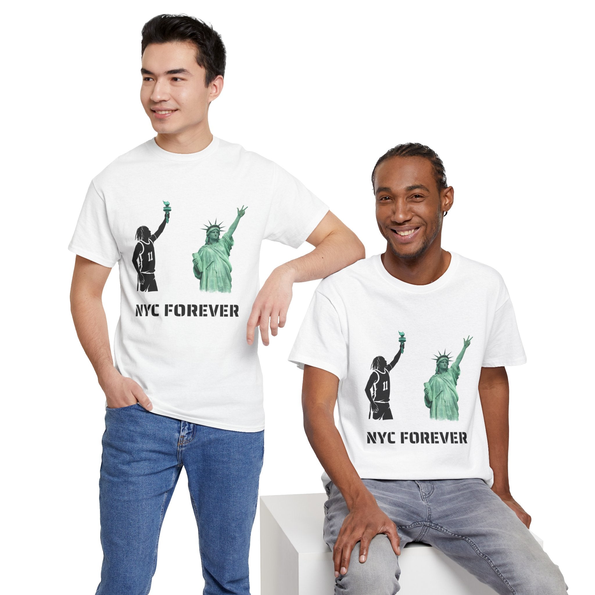 New York Forever Basketball Tee | Jalen Brunson Statue of Liberty T-Shirt