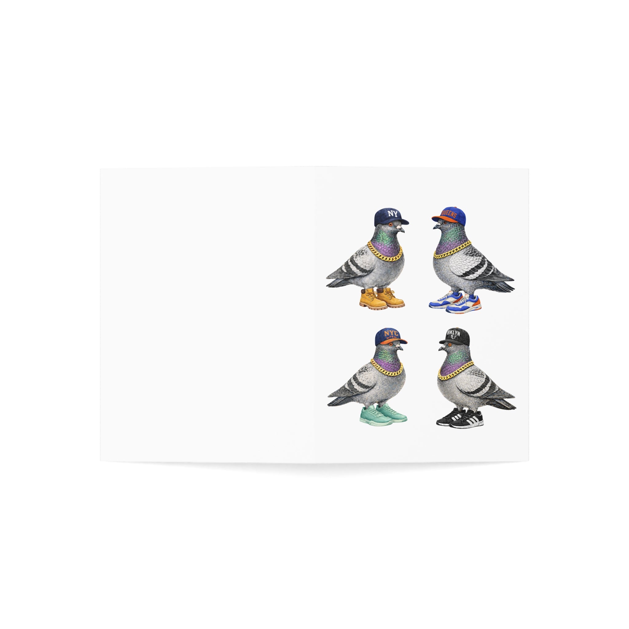 New York Sports Fan NYC Pigeon 4.6” x 6.25” Greeting Cards | Pack of 10 NY Sports Basketball Baseball  Bird Lover Card Pack