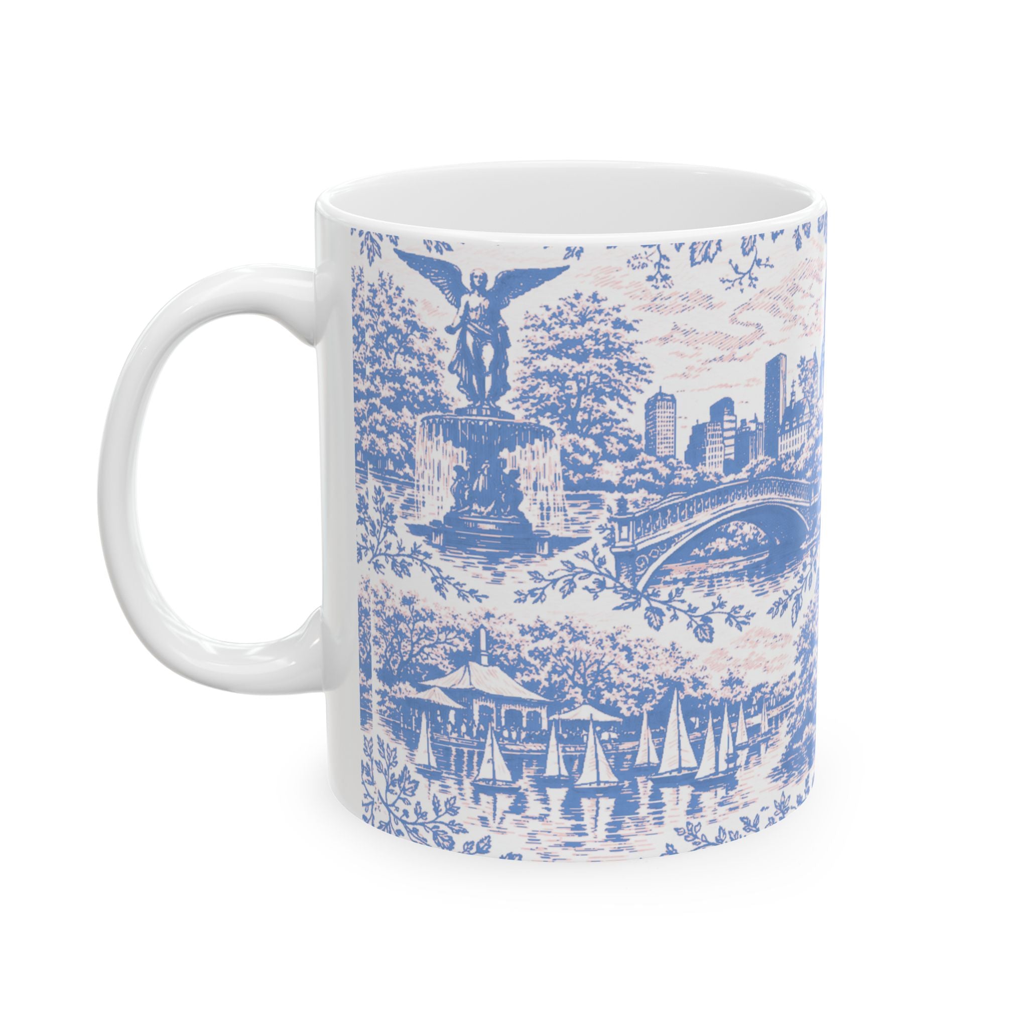 Central Park Blue Toile de Jouy Mug | NYC Ceramic Coffee Cup