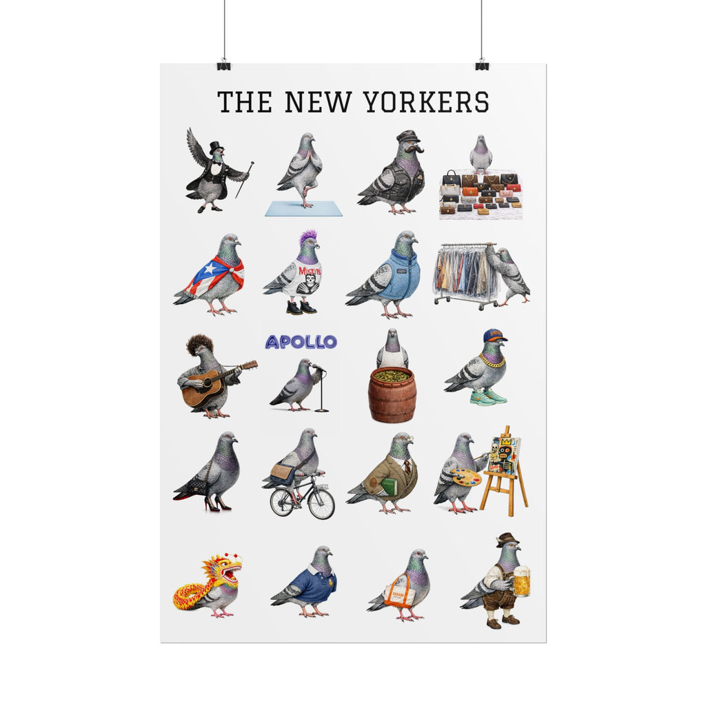 Póster enrollado Las palomas de Nueva York Manhattan | Regalo para amantes de las aves con palomas de Nueva York