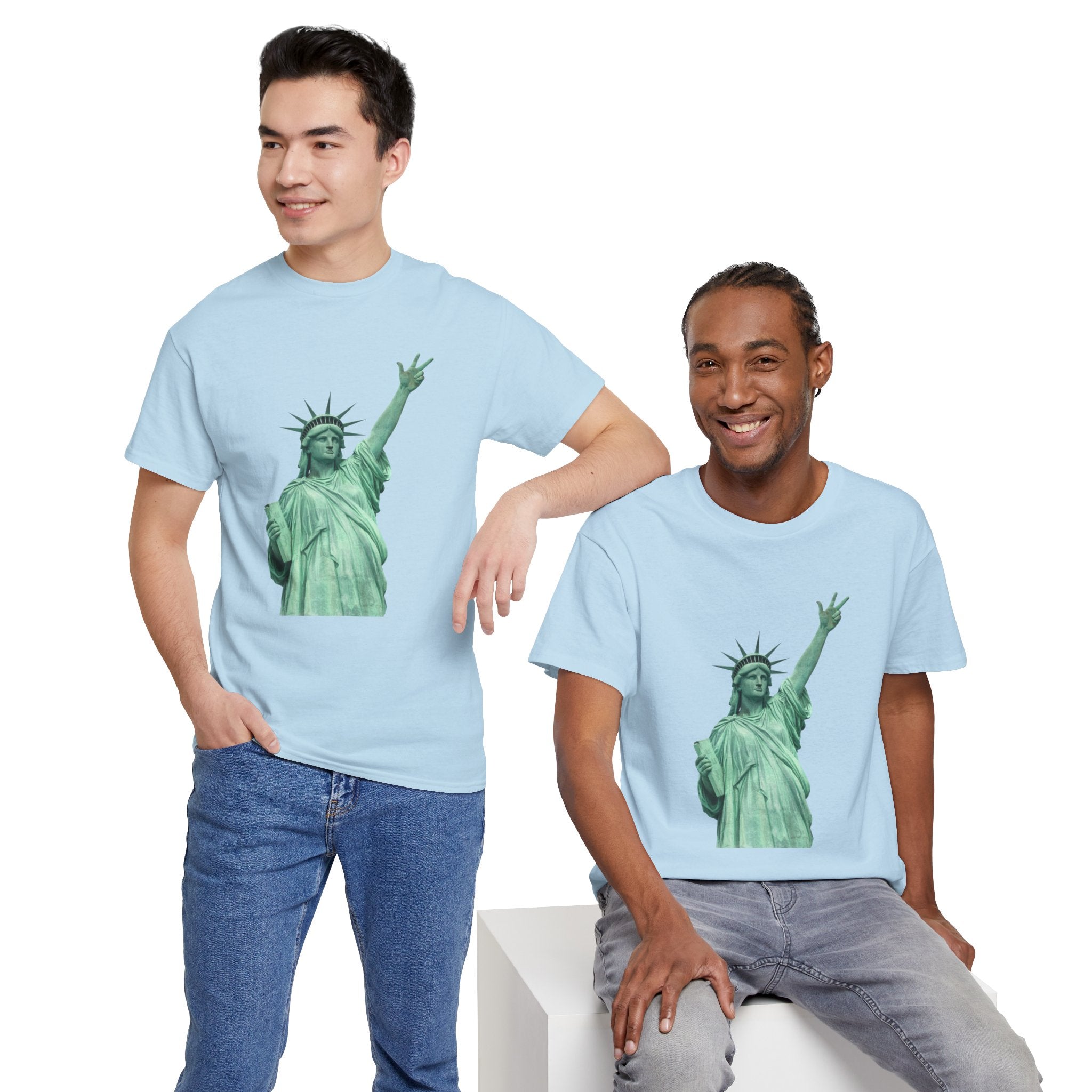 Customizable Statue of Liberty Three Points T-Shirt | NYC Jalen Brunson Basketball 3 Point Shot Tee