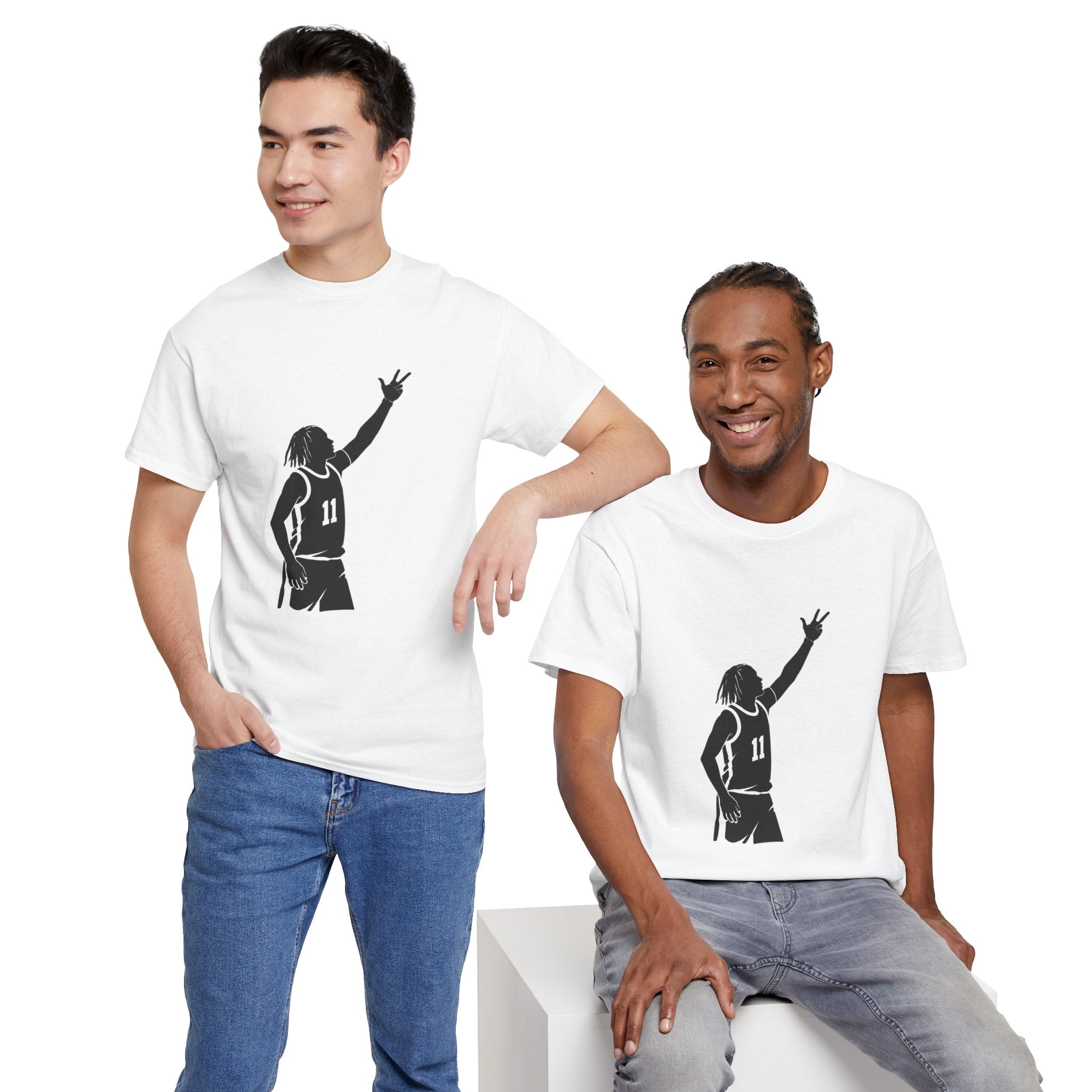 Customizable Jalen Brunson 3 Points Celly T-Shirt | New York Basketball Tee