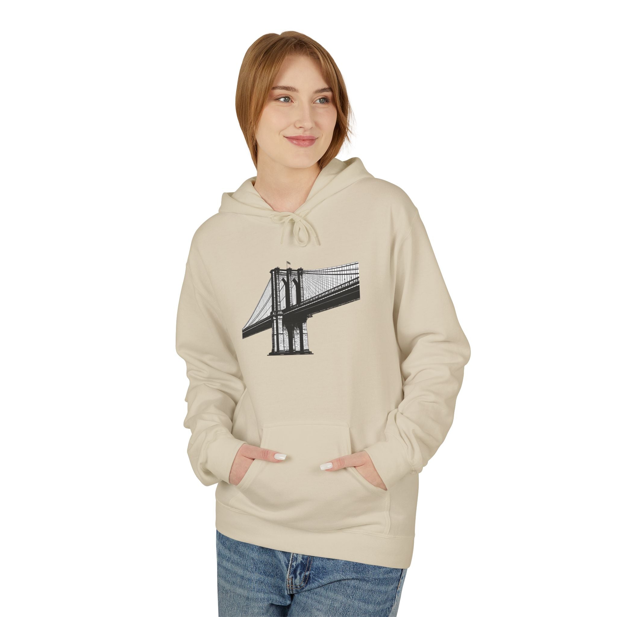 Brooklyn Bridge Sketch Hoodie — New York City Pullover Hooded Sweatshirt