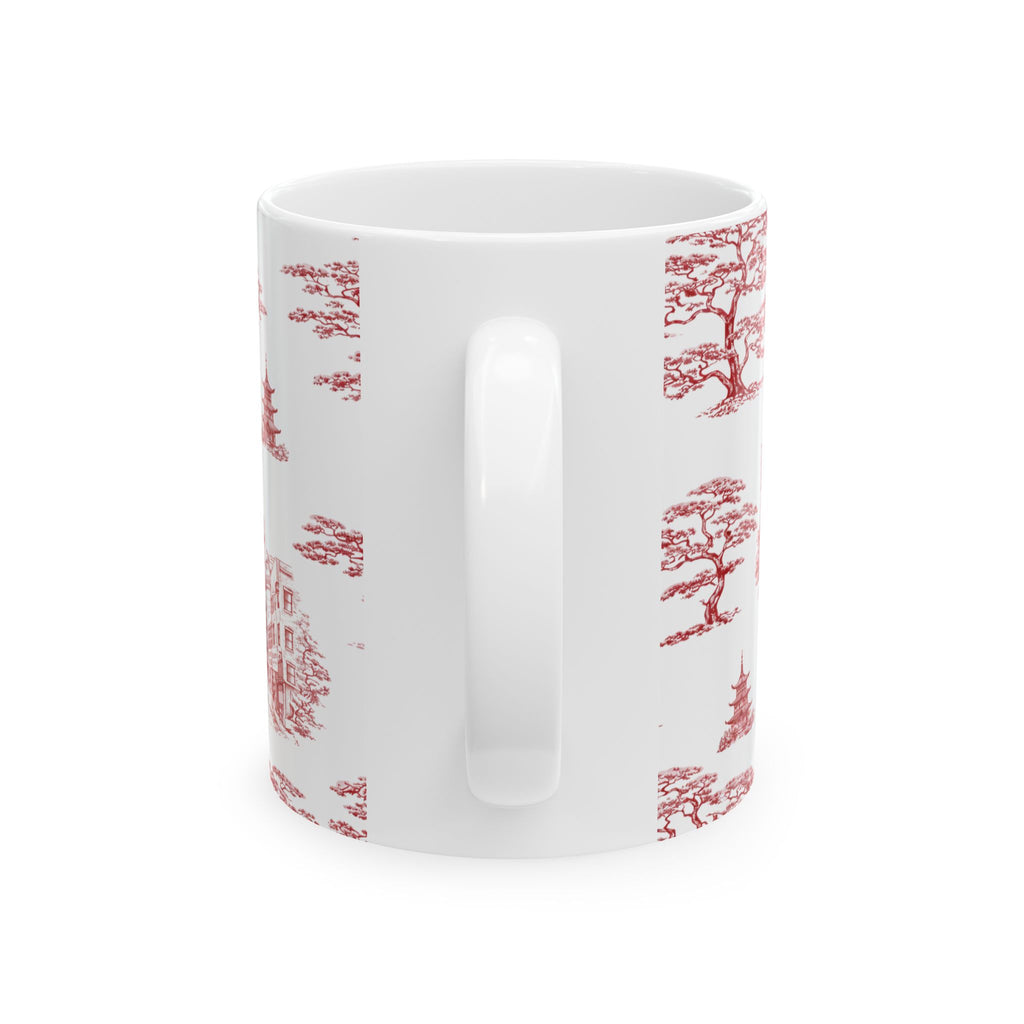 Chinatown Doyers Street Red Toile de Jouy Mug | New York City Chinoiserie Ceramic Mug 11oz