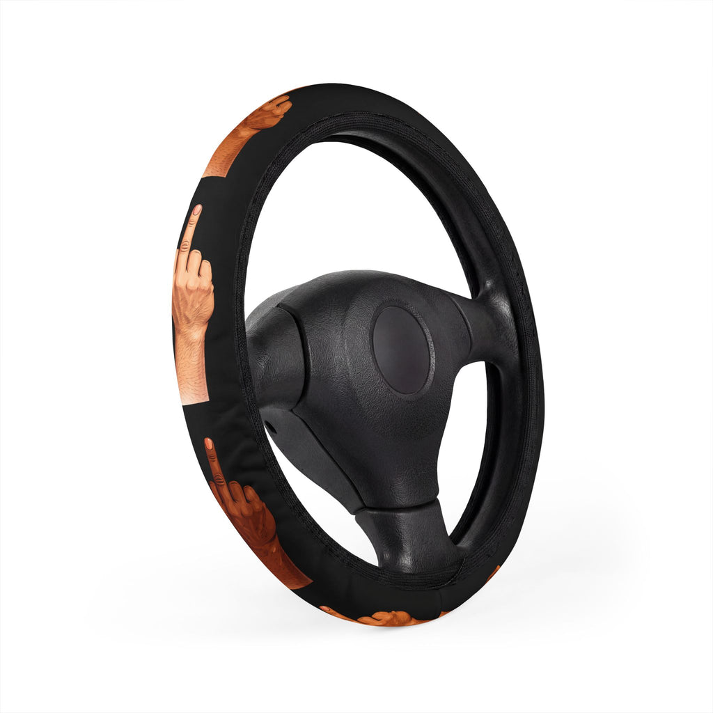 NYC Driver Steering Wheel Cover — Road Rage Flipping the Bird Car Accessory