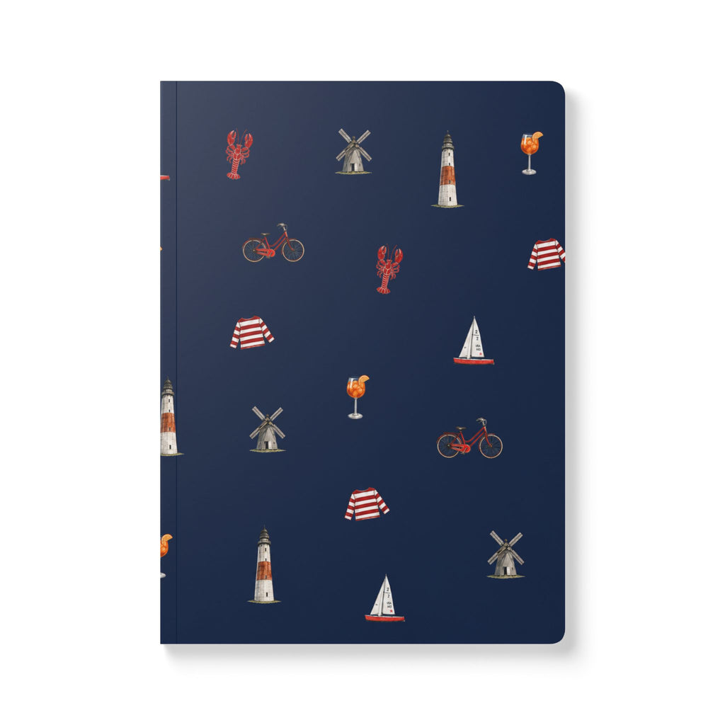 Icons of The Hamptons Blue Softcover Notebook