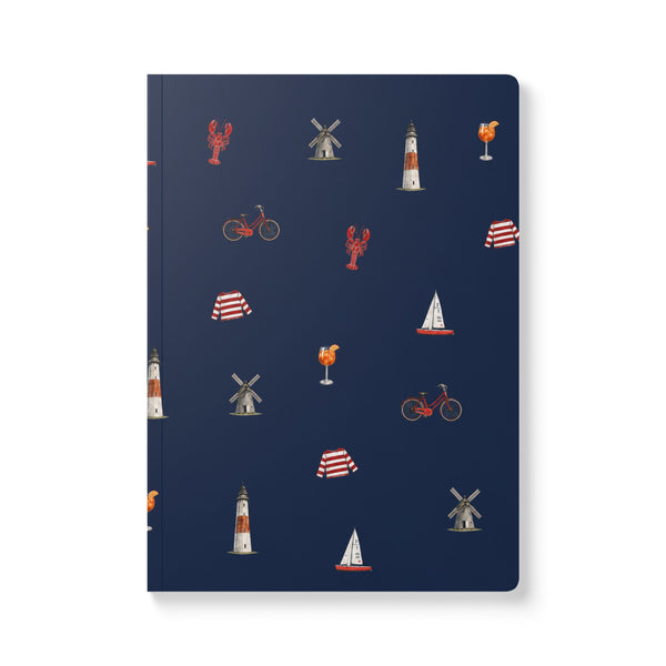 Icons of The Hamptons Blue Softcover Notebook