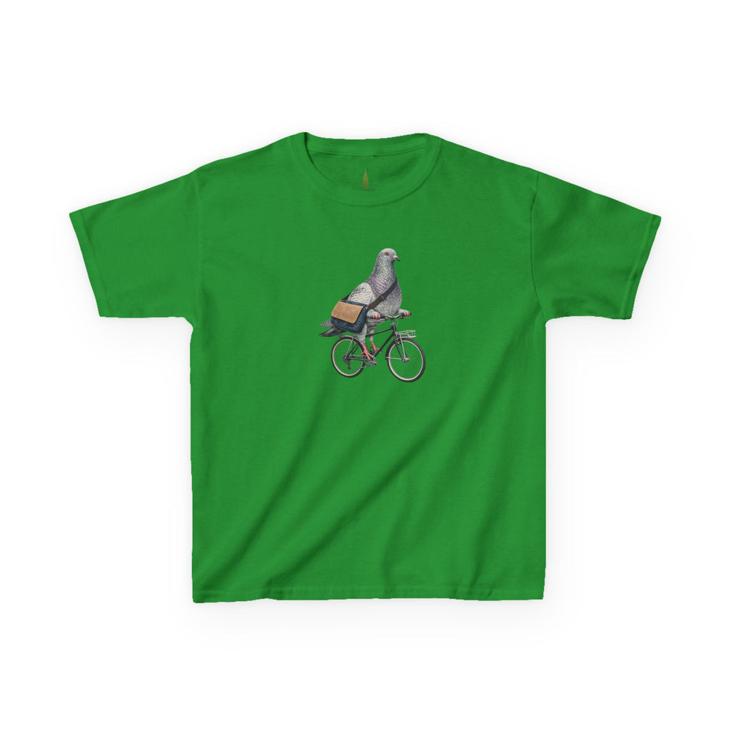 Camiseta personalizable para niños "Pigeon Bike Rider" en Midtown NYC — Bonita camiseta de ciclista con pájaro para niños