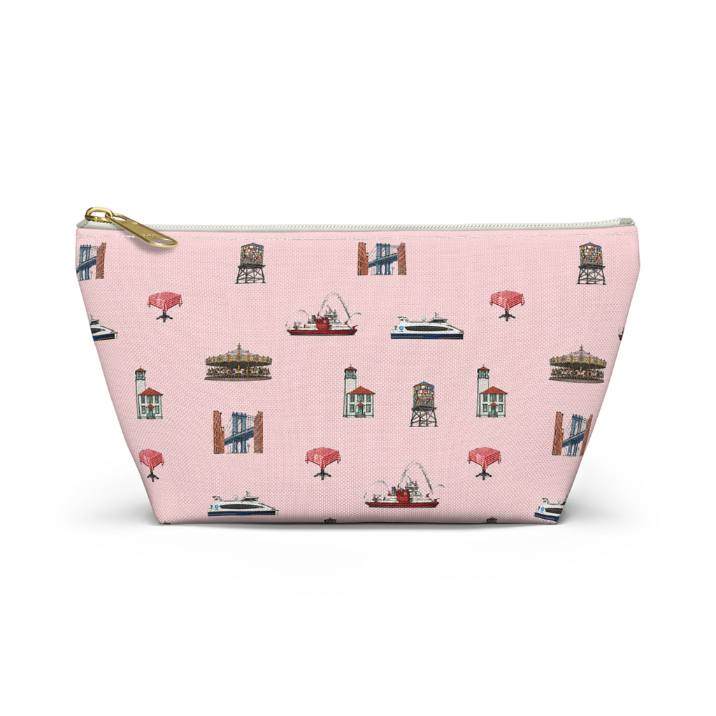 Icons of DUMBO Pink Accessory Pouch — T-Bottom Makeup Bag