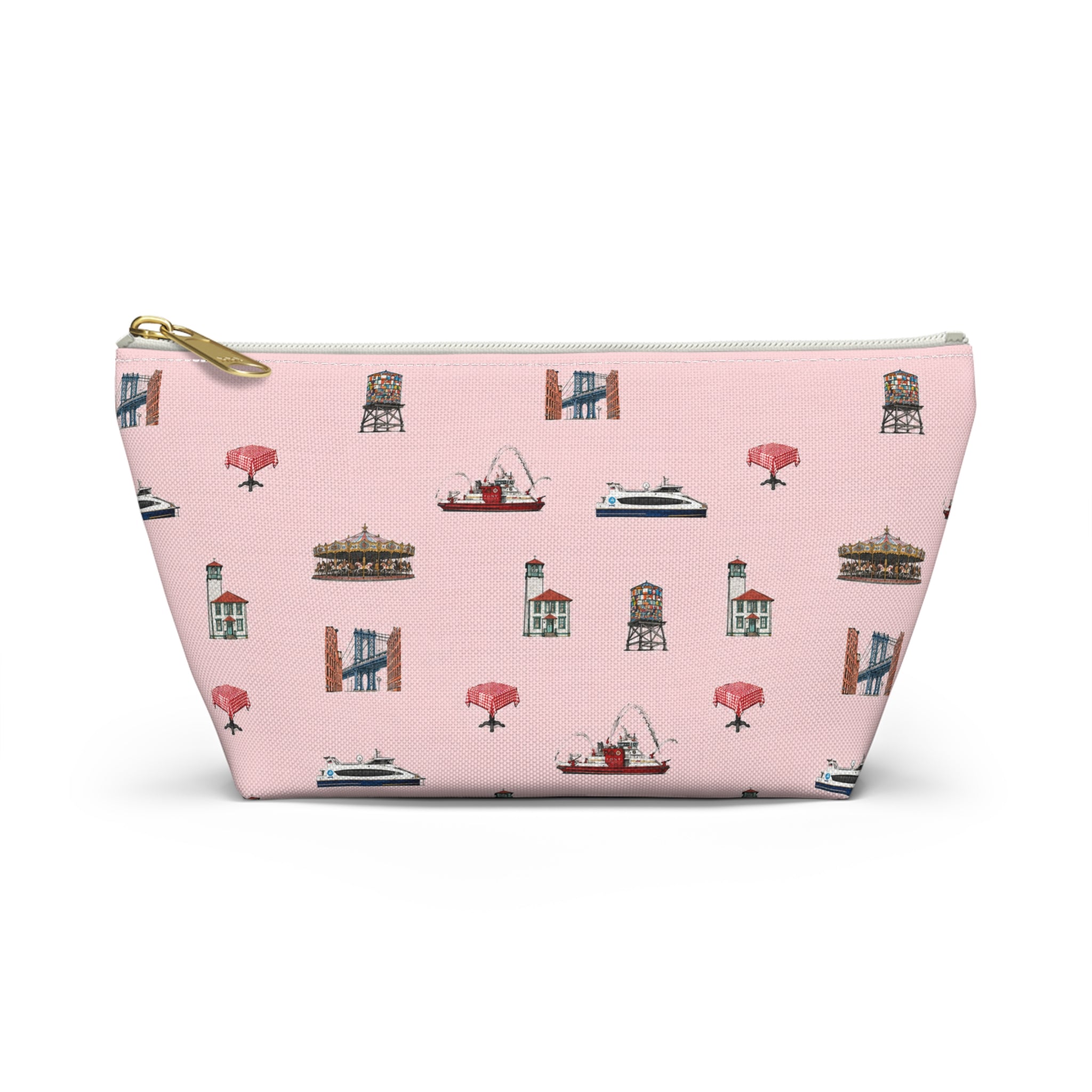 Icons of DUMBO Pink Accessory Pouch — T-Bottom Makeup Bag