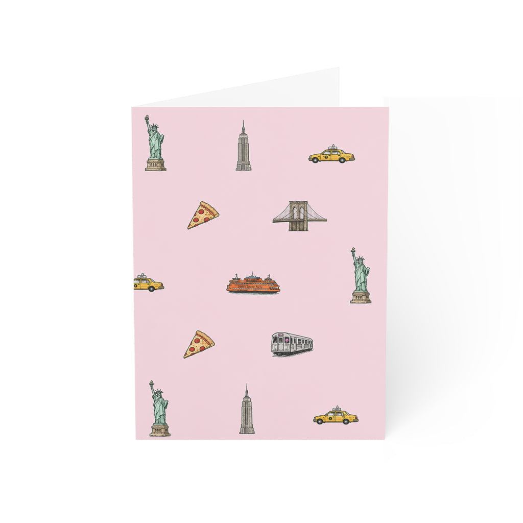 Icons of New York City Pink  Greeting Card | Forbidden Love Card
