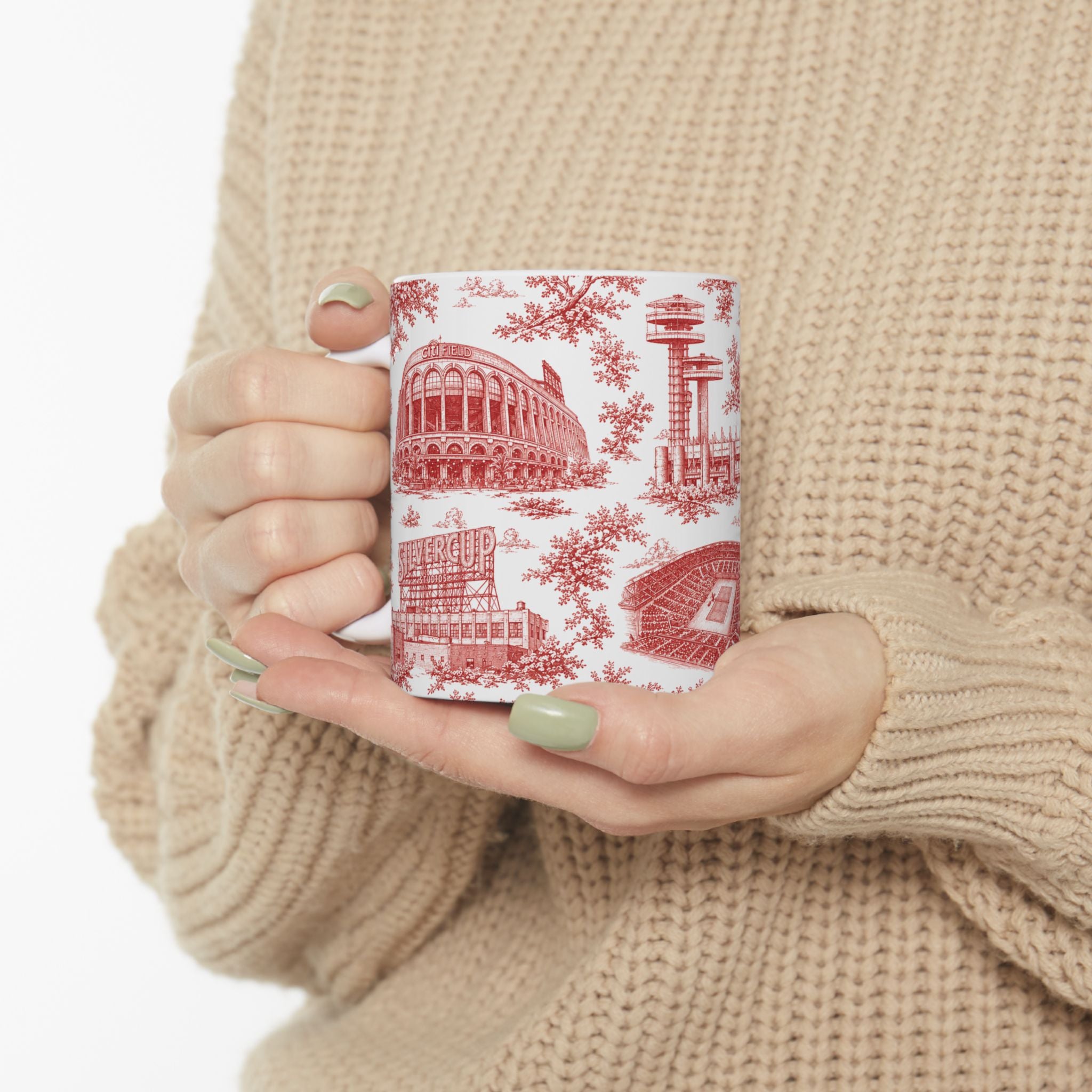 Queens Red Toile de Jouy Mug | Chinoiserie Ceramic Coffee Cup