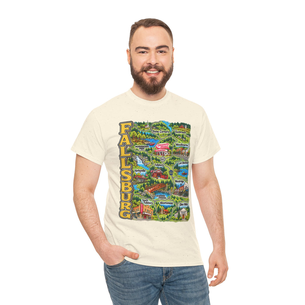 Fallsburg, NY Map T-Shirt  Catskills Upstate New York Tee