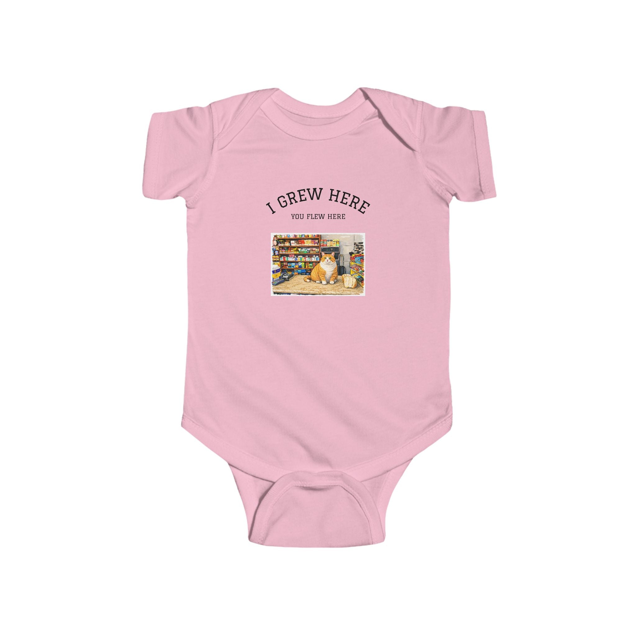 Bodega Cat Baby Bodysuit | I Grew Here You Flew Here baby onesie