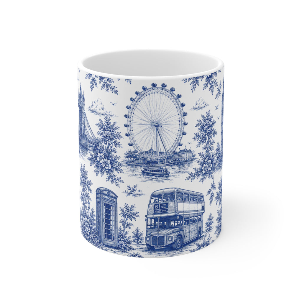 London Blue Toile de Jouy Ceramic Coffee Mug - (11oz; Ships from Europe)