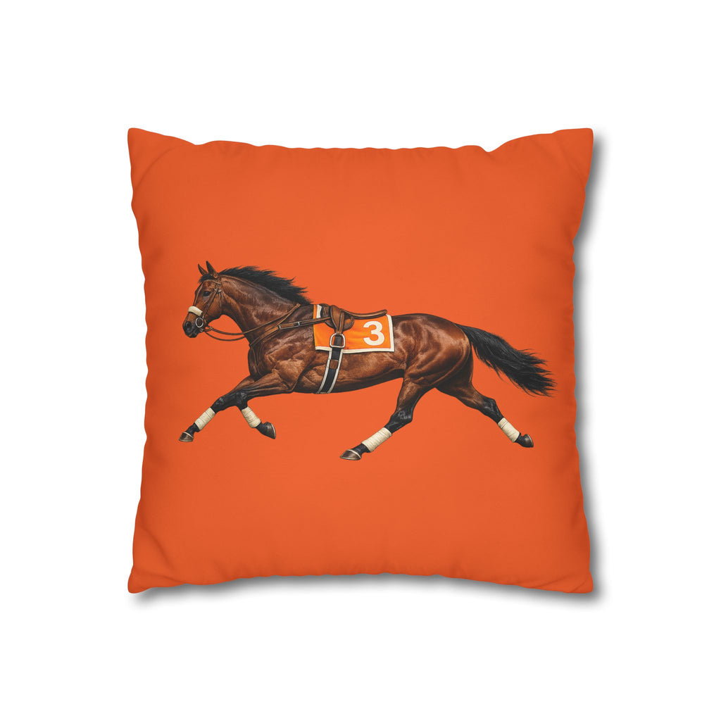Ozone Park Horse Racing Square 16" x 16" Pillowcase – Throw Pillow Cover (Pillow Not Included)