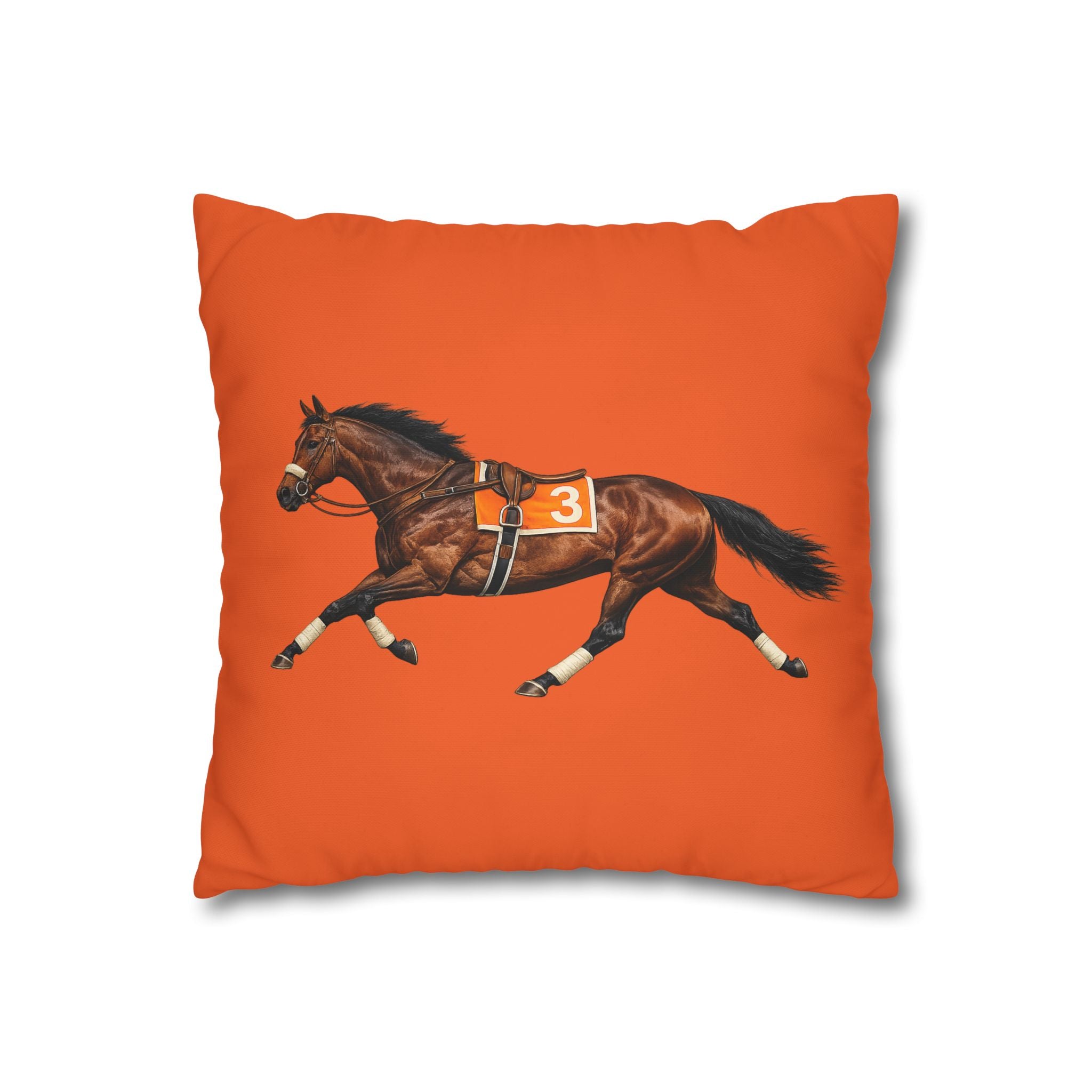 Ozone Park Horse Racing Square 16" x 16" Pillowcase – Throw Pillow Cover (Pillow Not Included)